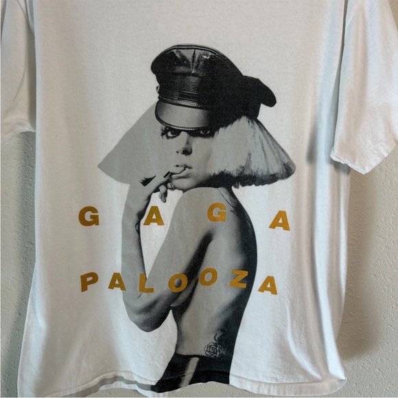VTG Lady Gaga Palooza Anvil Official Concert Merchandise White T-Shirt Women’s L - Picture 2 of 9